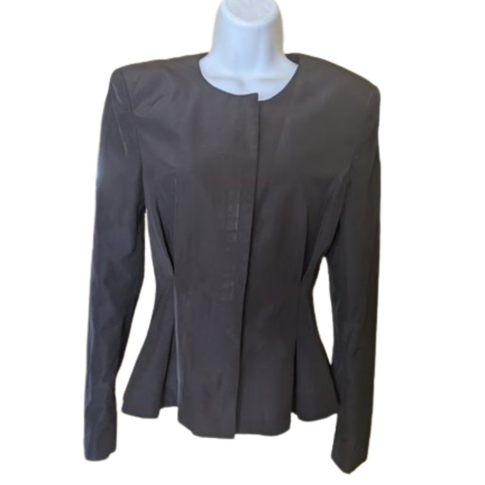 Black Sateem Peplum Jacket Blazer Size 8